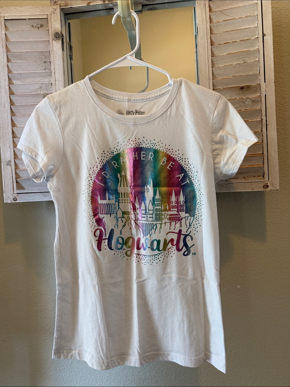 Harry Potter Kids' White Hogwarts Rainbow Graphic Tee